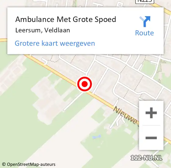 Locatie op kaart van de 112 melding: Ambulance Met Grote Spoed Naar Leersum, Veldlaan op 23 oktober 2016 17:54