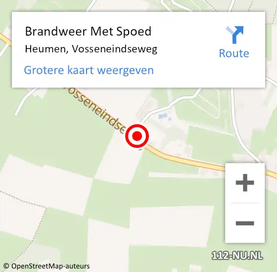 Locatie op kaart van de 112 melding: Brandweer Met Spoed Naar Heumen, Vosseneindseweg op 31 december 2013 11:42