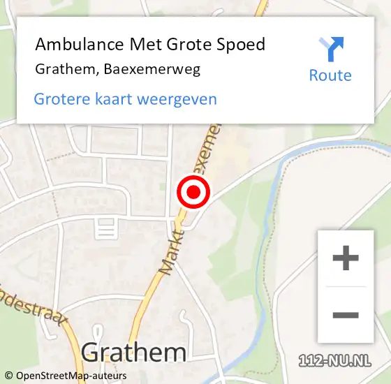 Locatie op kaart van de 112 melding: Ambulance Met Grote Spoed Naar Grathem, Baexemerweg op 23 oktober 2016 20:15