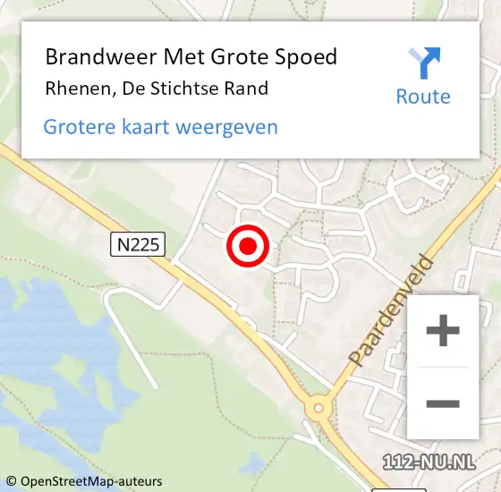 Locatie op kaart van de 112 melding: Brandweer Met Grote Spoed Naar Rhenen, De Stichtse Rand op 23 oktober 2016 20:41