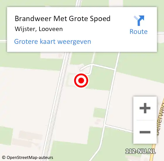 Locatie op kaart van de 112 melding: Brandweer Met Grote Spoed Naar Wijster, Looveen op 23 oktober 2016 21:02