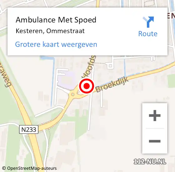 Locatie op kaart van de 112 melding: Ambulance Met Spoed Naar Kesteren, Ommestraat op 23 oktober 2016 21:06