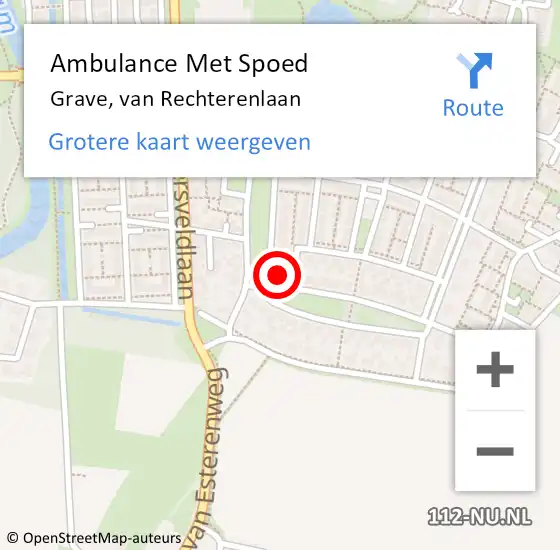 Locatie op kaart van de 112 melding: Ambulance Met Spoed Naar Grave, van Rechterenlaan op 23 oktober 2016 21:28