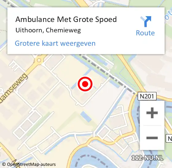 Locatie op kaart van de 112 melding: Ambulance Met Grote Spoed Naar Uithoorn, Chemieweg op 23 oktober 2016 21:34