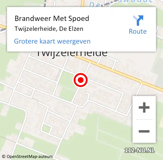 Locatie op kaart van de 112 melding: Brandweer Met Spoed Naar Twijzelerheide, De Elzen op 31 december 2013 11:48