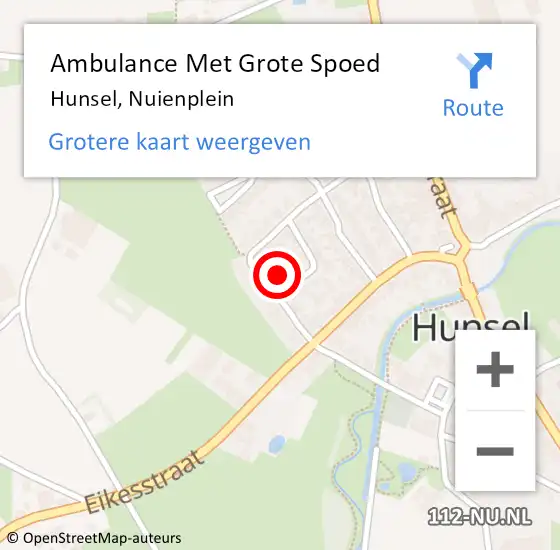 Locatie op kaart van de 112 melding: Ambulance Met Grote Spoed Naar Hunsel, Nuienplein op 23 oktober 2016 22:56