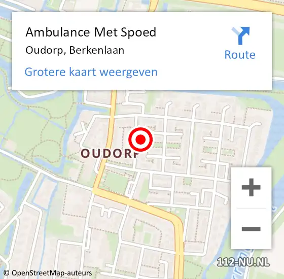 Locatie op kaart van de 112 melding: Ambulance Met Spoed Naar Oudorp, Berkenlaan op 23 oktober 2016 23:13