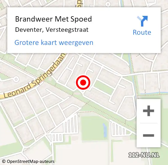 Locatie op kaart van de 112 melding: Brandweer Met Spoed Naar Deventer, Versteegstraat op 24 oktober 2016 00:53
