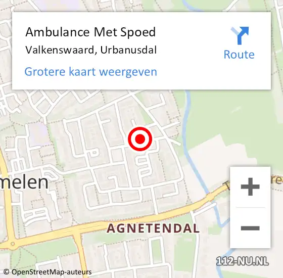 Locatie op kaart van de 112 melding: Ambulance Met Spoed Naar Valkenswaard, Urbanusdal op 24 oktober 2016 00:55