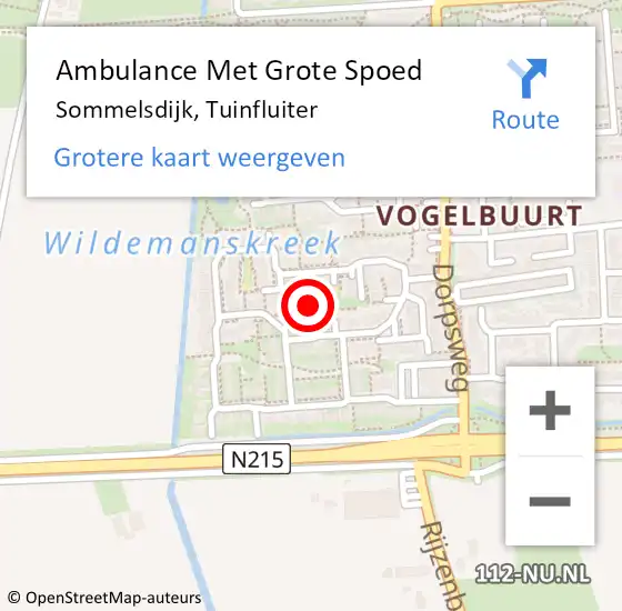 Locatie op kaart van de 112 melding: Ambulance Met Grote Spoed Naar Sommelsdijk, Tuinfluiter op 24 oktober 2016 01:44