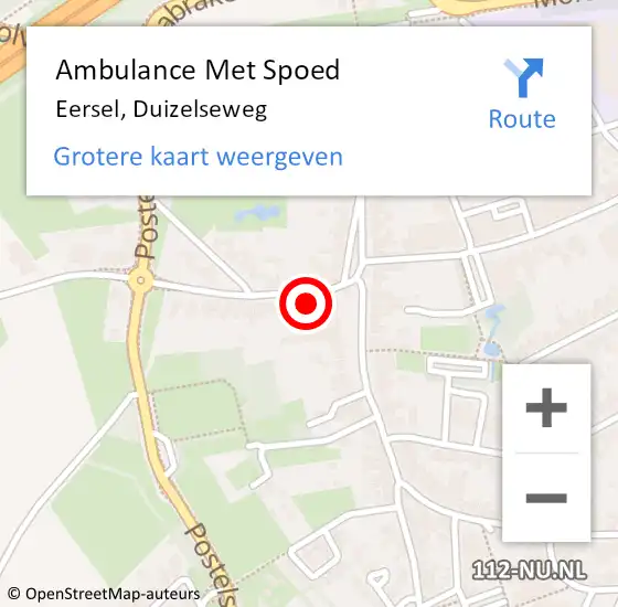 Locatie op kaart van de 112 melding: Ambulance Met Spoed Naar Eersel, Duizelseweg op 24 oktober 2016 01:46