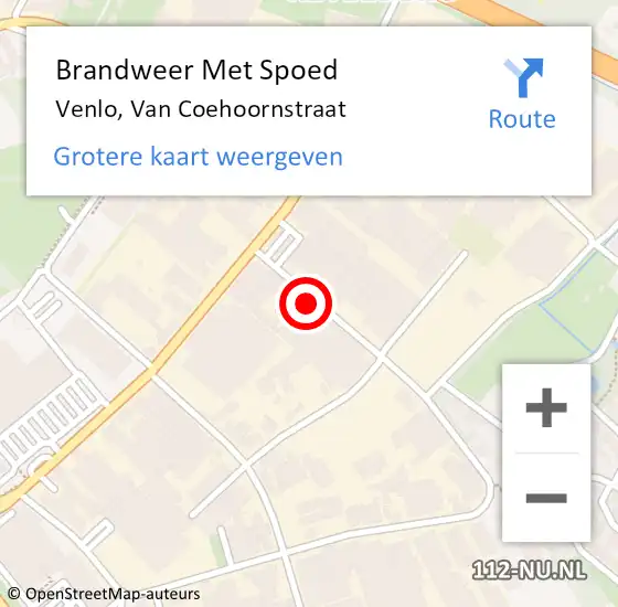 Locatie op kaart van de 112 melding: Brandweer Met Spoed Naar Venlo, Van Coehoornstraat op 24 oktober 2016 04:56