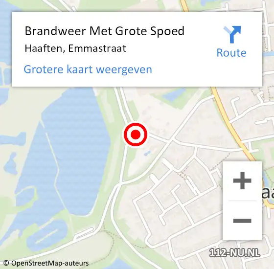 Locatie op kaart van de 112 melding: Brandweer Met Grote Spoed Naar Haaften, Emmastraat op 24 oktober 2016 06:29