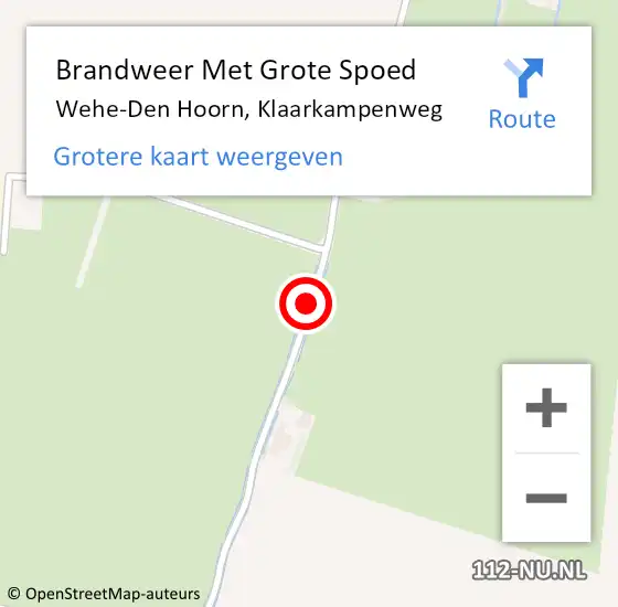 Locatie op kaart van de 112 melding: Brandweer Met Grote Spoed Naar Wehe-Den Hoorn, Klaarkampenweg op 24 oktober 2016 06:45