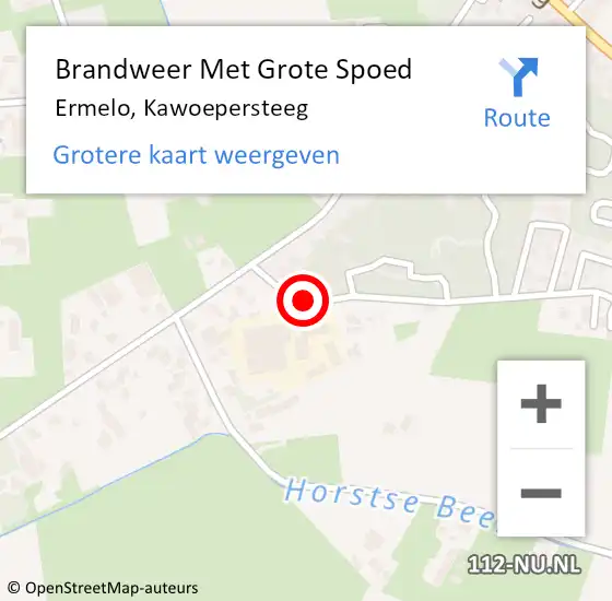 Locatie op kaart van de 112 melding: Brandweer Met Grote Spoed Naar Ermelo, Kawoepersteeg op 24 oktober 2016 07:21