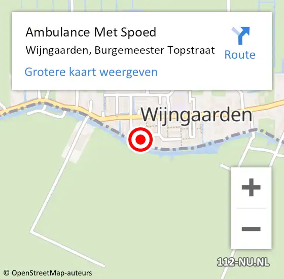 Locatie op kaart van de 112 melding: Ambulance Met Spoed Naar Wijngaarden, Burgemeester Topstraat op 24 oktober 2016 09:27