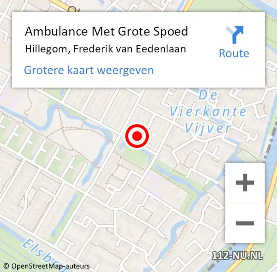 Locatie op kaart van de 112 melding: Ambulance Met Grote Spoed Naar Hillegom, Frederik van Eedenlaan op 24 oktober 2016 09:31