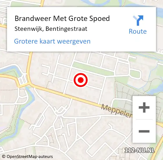 Locatie op kaart van de 112 melding: Brandweer Met Grote Spoed Naar Steenwijk, Bentingestraat op 31 december 2013 12:04