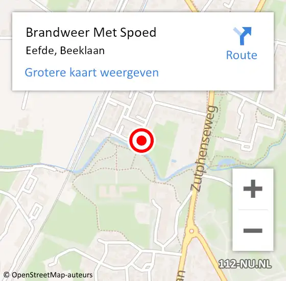 Locatie op kaart van de 112 melding: Brandweer Met Spoed Naar Eefde, Beeklaan op 31 december 2013 12:05