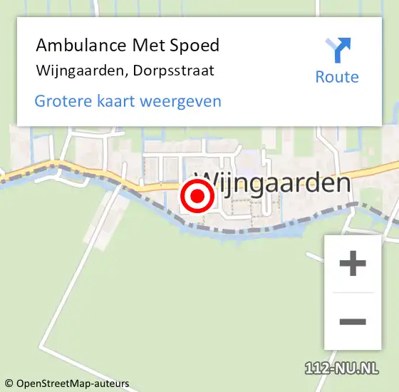 Locatie op kaart van de 112 melding: Ambulance Met Spoed Naar Wijngaarden, Dorpsstraat op 24 oktober 2016 10:28