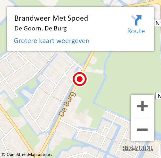 Locatie op kaart van de 112 melding: Brandweer Met Spoed Naar De Goorn, De Burg op 24 oktober 2016 10:38