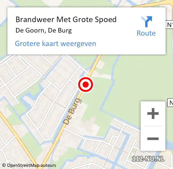 Locatie op kaart van de 112 melding: Brandweer Met Grote Spoed Naar De Goorn, De Burg op 24 oktober 2016 10:42