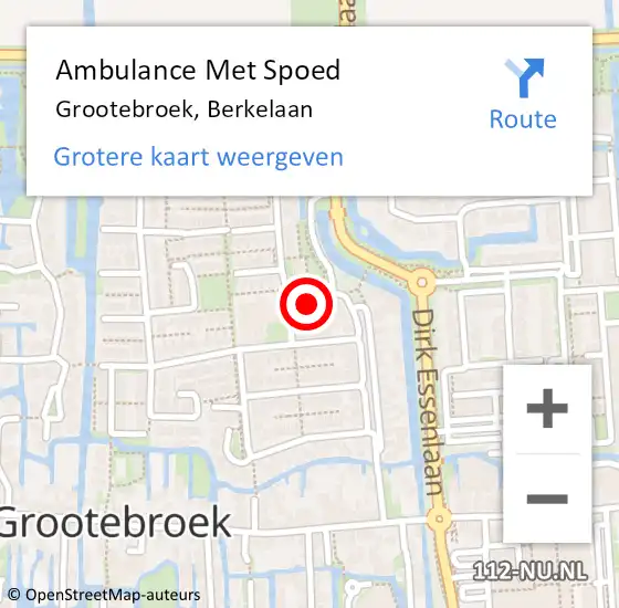 Locatie op kaart van de 112 melding: Ambulance Met Spoed Naar Grootebroek, Berkelaan op 24 oktober 2016 11:27