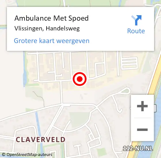 Locatie op kaart van de 112 melding: Ambulance Met Spoed Naar Vlissingen, Handelsweg op 24 oktober 2016 11:42