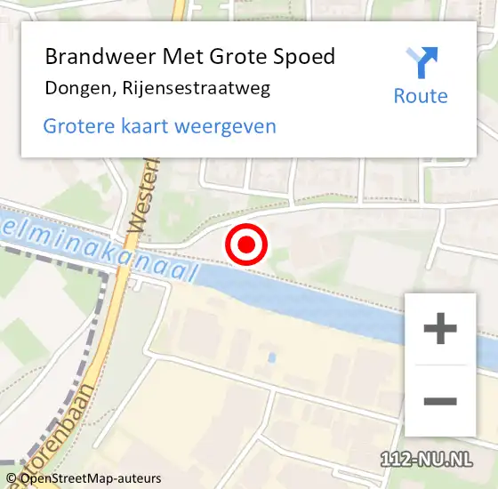 Locatie op kaart van de 112 melding: Brandweer Met Grote Spoed Naar Dongen, Rijensestraatweg op 24 oktober 2016 11:43