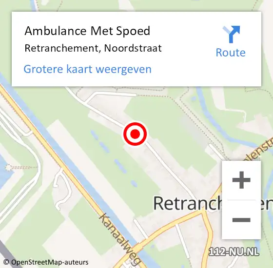 Locatie op kaart van de 112 melding: Ambulance Met Spoed Naar Retranchement, Noordstraat op 24 oktober 2016 11:58