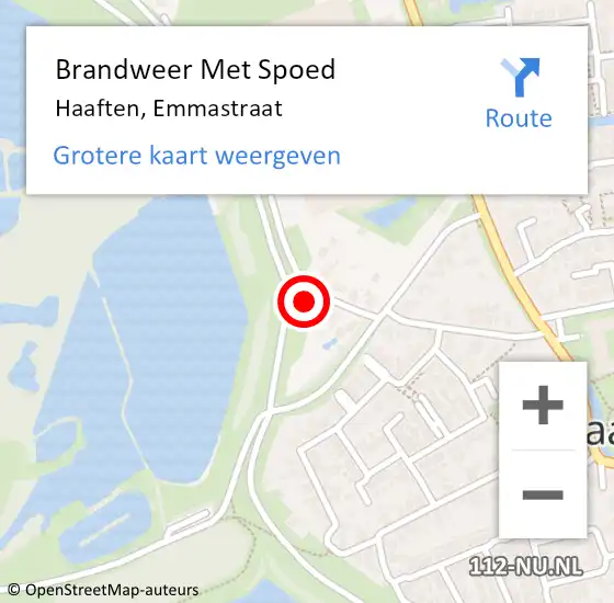 Locatie op kaart van de 112 melding: Brandweer Met Spoed Naar Haaften, Emmastraat op 24 oktober 2016 12:18