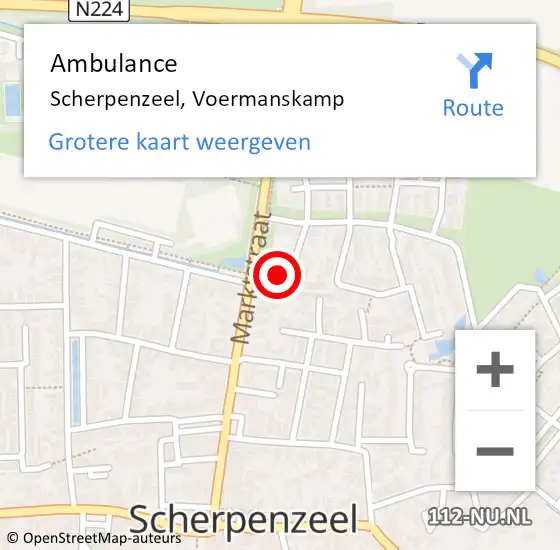 Locatie op kaart van de 112 melding: Ambulance Scherpenzeel, Voermanskamp op 24 oktober 2016 13:10