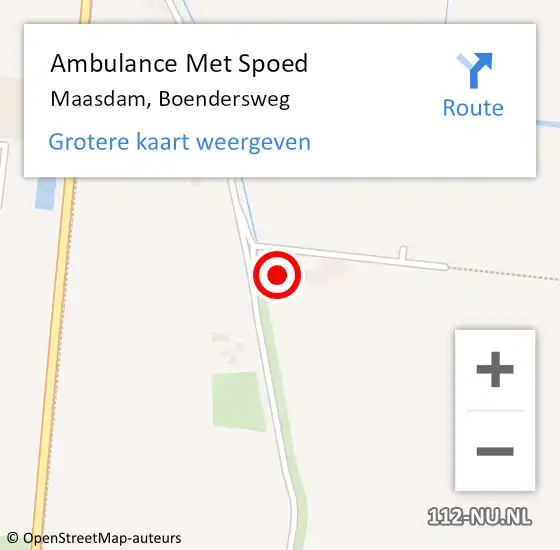 Locatie op kaart van de 112 melding: Ambulance Met Spoed Naar Maasdam, Boendersweg op 24 oktober 2016 13:35