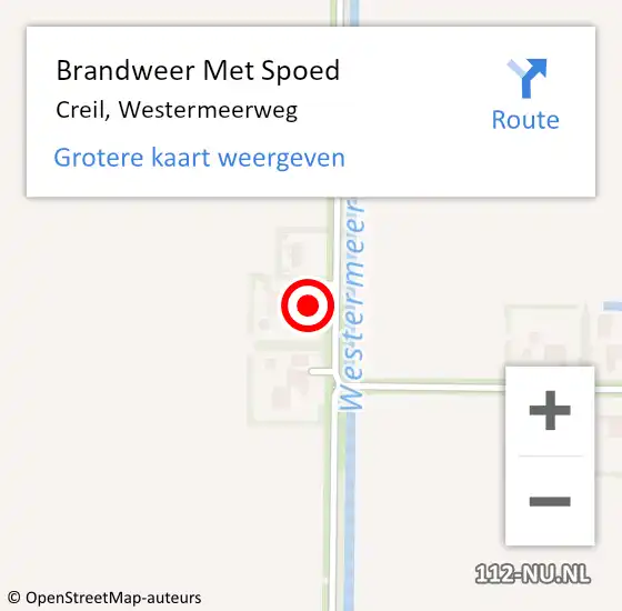 Locatie op kaart van de 112 melding: Brandweer Met Spoed Naar Creil, Westermeerweg op 24 oktober 2016 14:02