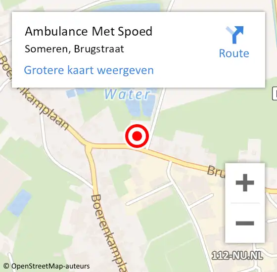 Locatie op kaart van de 112 melding: Ambulance Met Spoed Naar Someren, Brugstraat op 24 oktober 2016 14:32