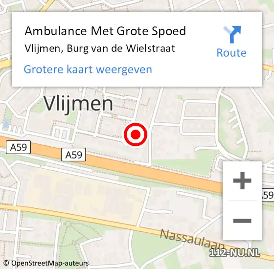 Locatie op kaart van de 112 melding: Ambulance Met Grote Spoed Naar Vlijmen, Burg van de Wielstraat op 24 oktober 2016 14:54