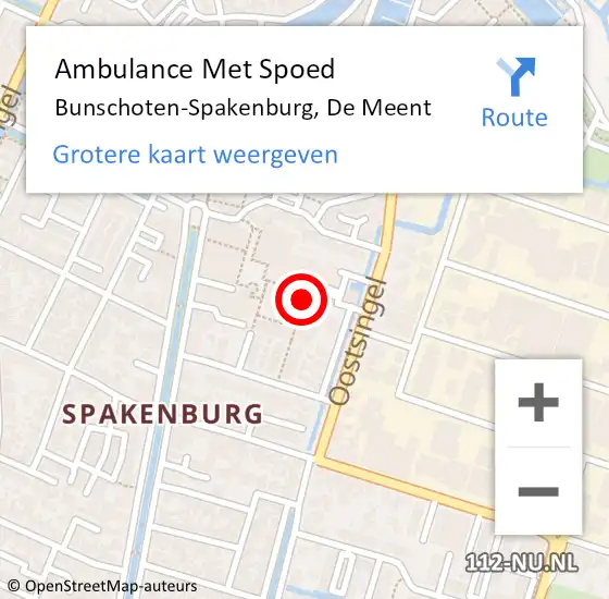 Locatie op kaart van de 112 melding: Ambulance Met Spoed Naar Bunschoten-Spakenburg, De Meent op 24 oktober 2016 15:33