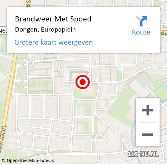 Locatie op kaart van de 112 melding: Brandweer Met Spoed Naar Dongen, Europaplein op 31 december 2013 12:30