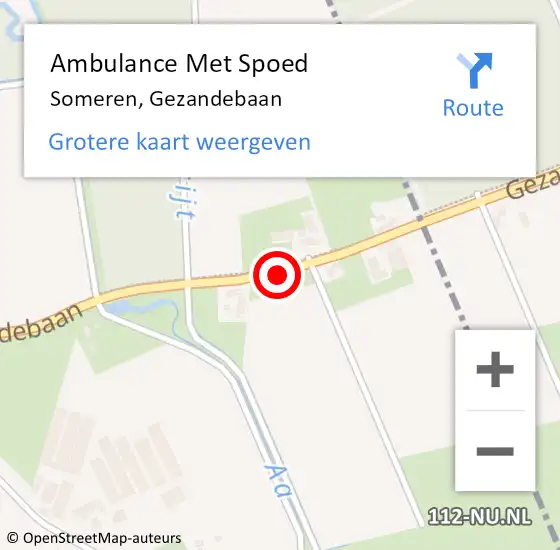 Locatie op kaart van de 112 melding: Ambulance Met Spoed Naar Someren, Gezandebaan op 24 oktober 2016 16:34