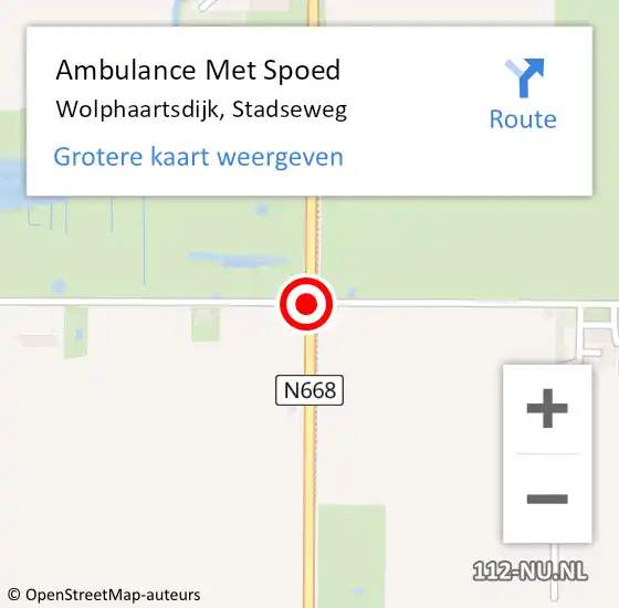 Locatie op kaart van de 112 melding: Ambulance Met Spoed Naar Wolphaartsdijk, Stadseweg op 24 oktober 2016 17:34