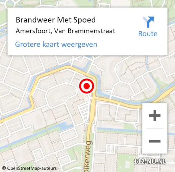 Locatie op kaart van de 112 melding: Brandweer Met Spoed Naar Amersfoort, Van Brammenstraat op 24 oktober 2016 18:19
