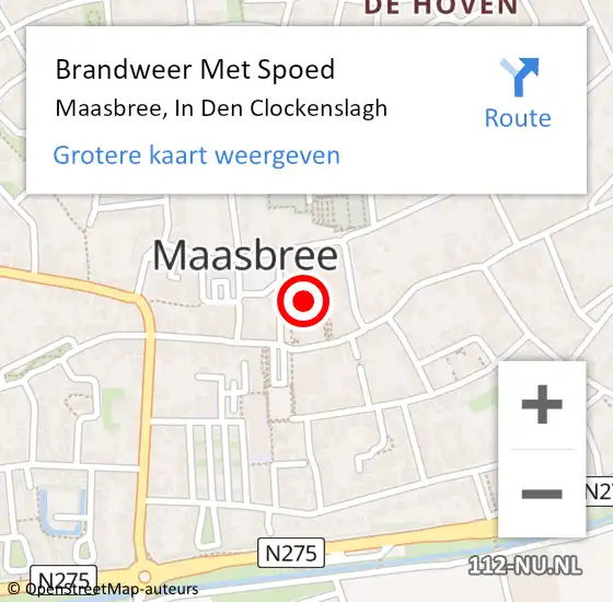 Locatie op kaart van de 112 melding: Brandweer Met Spoed Naar Maasbree, In Den Clockenslagh op 24 oktober 2016 18:32