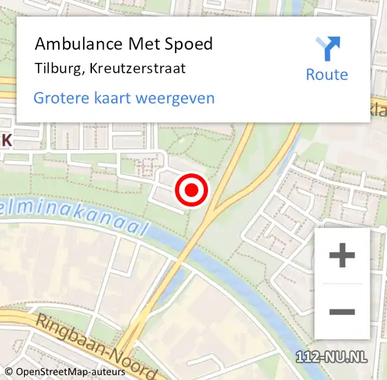 Locatie op kaart van de 112 melding: Ambulance Met Spoed Naar Tilburg, Kreutzerstraat op 24 oktober 2016 18:40