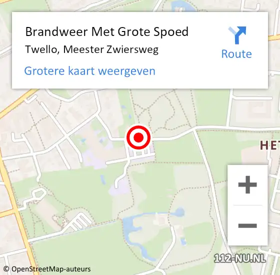 Locatie op kaart van de 112 melding: Brandweer Met Grote Spoed Naar Twello, Meester Zwiersweg op 24 oktober 2016 19:13