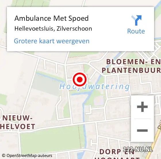 Locatie op kaart van de 112 melding: Ambulance Met Spoed Naar Hellevoetsluis, Zilverschoon op 24 oktober 2016 19:30