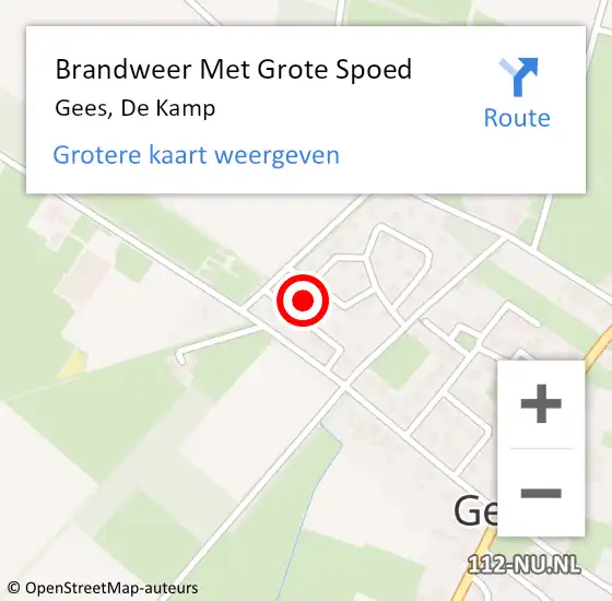 Locatie op kaart van de 112 melding: Brandweer Met Grote Spoed Naar Gees, De Kamp op 24 oktober 2016 20:08