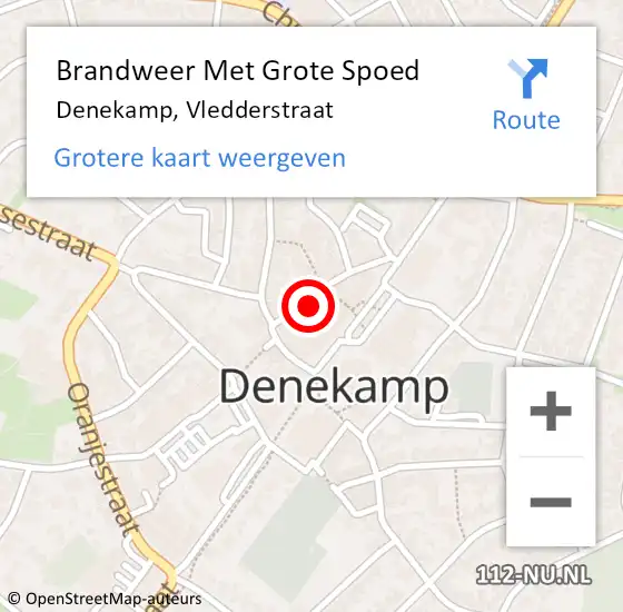 Locatie op kaart van de 112 melding: Brandweer Met Grote Spoed Naar Denekamp, Vledderstraat op 24 oktober 2016 20:13