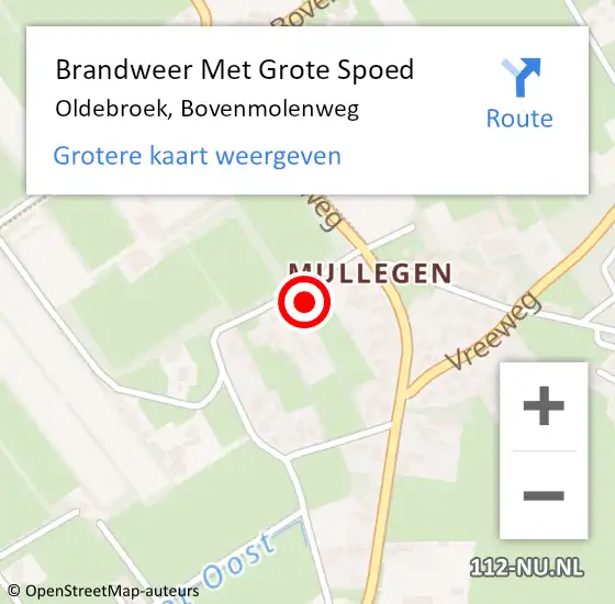 Locatie op kaart van de 112 melding: Brandweer Met Grote Spoed Naar Oldebroek, Bovenmolenweg op 31 december 2013 12:43