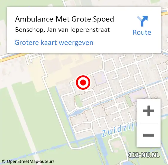 Locatie op kaart van de 112 melding: Ambulance Met Grote Spoed Naar Benschop, Jan van Ieperenstraat op 24 oktober 2016 21:55