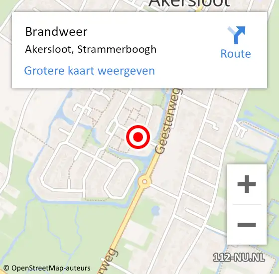 Locatie op kaart van de 112 melding: Brandweer Akersloot, Strammerboogh op 24 oktober 2016 22:16